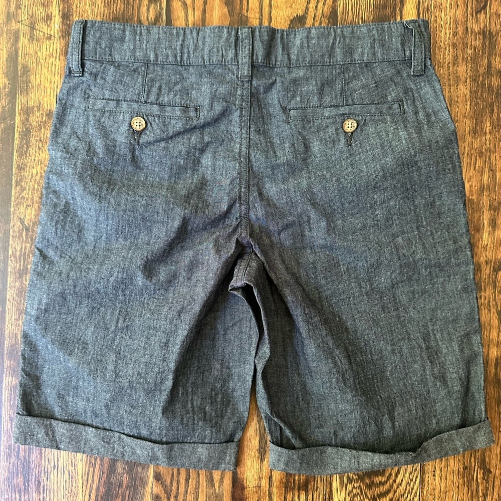 NWT Therabouts Boys Flex Chino Cuffed Shorts | Med Indigo Chambray | Size 16H - Picture 2 of 5